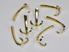 Up to 7 Herta Baller Mid Century Brass Coat Double Wall Hooks Vienna 1950s - 4271354