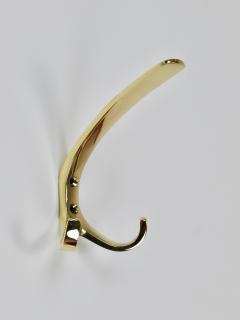 Up to 7 Herta Baller Mid Century Brass Coat Double Wall Hooks Vienna 1950s - 4271355