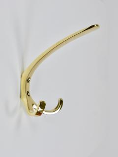 Up to 7 Herta Baller Mid Century Brass Coat Double Wall Hooks Vienna 1950s - 4271371