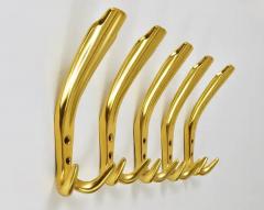 Up to Five Golden Hollywood Regency Wall Coat Hooks Italy 1970s - 4057936