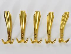 Up to Five Golden Hollywood Regency Wall Coat Hooks Italy 1970s - 4057941