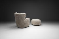 Upholstered Danish Modern Armchair with Footstool Denmark ca 1950s - 4505867