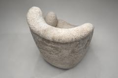 Upholstered Danish Modern Armchair with Footstool Denmark ca 1950s - 4505868