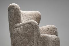 Upholstered Danish Modern Armchair with Footstool Denmark ca 1950s - 4505872