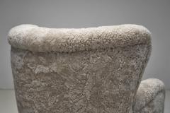 Upholstered Danish Modern Armchair with Footstool Denmark ca 1950s - 4505873