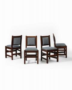 Upholstered Dining Chairs with Oak Frames United States c 1940 - 3816284