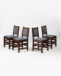 Upholstered Dining Chairs with Oak Frames United States c 1940 - 3816286