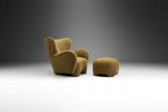 Upholstered Finnish Lounge Chair and Ottoman Finland 1950s - 3068120