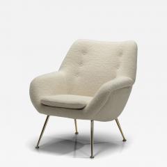 Upholstered Lounge Chair with Brass Legs Europe 20th Century - 4527459
