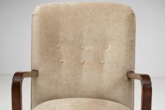 Upholstered Lounge Chairs with Sculptural Arms Europe ca 1940s - 3090199