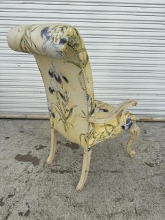 Upholstered Scroll back Carved French Style Armchair - 4416003