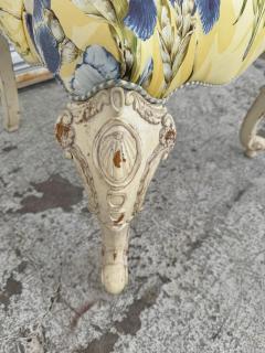 Upholstered Scroll back Carved French Style Armchair - 4416034