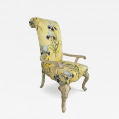 Upholstered Scroll back Carved French Style Armchair - 4419463
