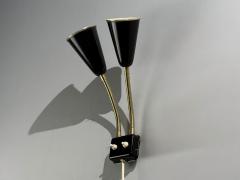 Upsala Armaturfabrik Adjustable Wall Sconce Black Metal Brass Sweden 1960s - 4627280