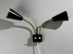 Upsala Armaturfabrik Adjustable Wall Sconce Black Metal Brass Sweden 1960s - 4627281
