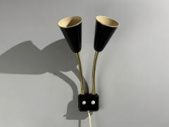 Upsala Armaturfabrik Adjustable Wall Sconce Black Metal Brass Sweden 1960s - 4627282