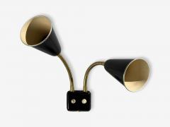 Upsala Armaturfabrik Adjustable Wall Sconce Black Metal Brass Sweden 1960s - 4627283