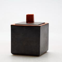 Upsala Ekeby Art Deco Box in Luster Gray and Persimmon Glazes by Einar Luterkort - 2772437