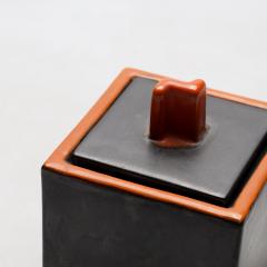 Upsala Ekeby Art Deco Box in Luster Gray and Persimmon Glazes by Einar Luterkort - 2772438