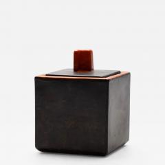 Upsala Ekeby Art Deco Box in Luster Gray and Persimmon Glazes by Einar Luterkort - 2774859