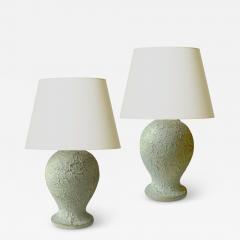 Upsala Ekeby Duo of Textured Table Lamps by Upsala Ekeby - 2526586