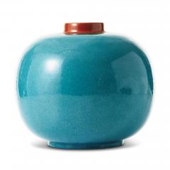 Upsala Ekeby Monumental Vase in Cerulean and Persimmon Glazes by Upsala Ekeby - 3588280