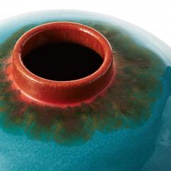 Upsala Ekeby Monumental Vase in Cerulean and Persimmon Glazes by Upsala Ekeby - 3588288