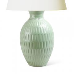 Upsala Ekeby Pair of Monumental Table Lamps in Bright Celadon by Anna Lisa Thomson for Ekeby - 3435043