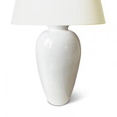 Upsala Ekeby Pair of Monumental Table Lamps in Gloss White Glaze by Greta Runeborg for Ekeby - 3612132