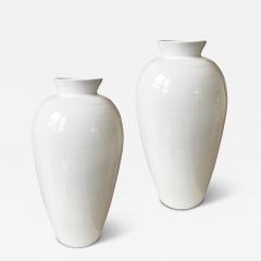 Upsala Ekeby Pair of Monumental Vases in Gloss White Glaze by Greta Runeborg for Upsala Ekeby - 3612898