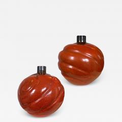 Upsala Ekeby Spectacular Pair of Large Persimmon Orange Vases by Upsala Ekeby - 2927601