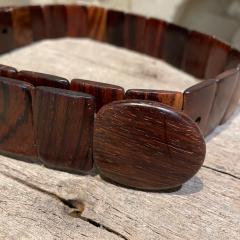 Upscale Hippie Rosewood Link BELT Handcrafted in Exotic Rich Grain 1970s MEXICO - 2062748