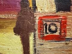 Urban Mid century Modernism Abstract Cubist Cityscape Painting Oil on Canvas - 4507446