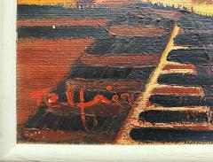 Urban Mid century Modernism Abstract Cubist Cityscape Painting Oil on Canvas - 4507465