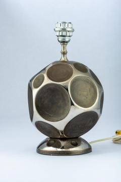 Urbano Zaccagnini Zaccagnini Lamp Ceramic Geodesic Silver Pewter Signed - 2833655