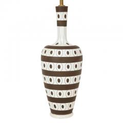 Urbano Zaccagnini Zaccagnini Lamp Ceramic Stripes Dots White Brown Signed - 2833703