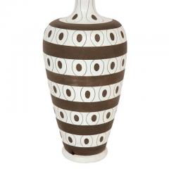 Urbano Zaccagnini Zaccagnini Lamp Ceramic Stripes Dots White Brown Signed - 2833704