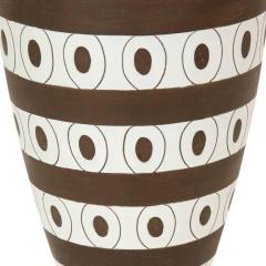 Urbano Zaccagnini Zaccagnini Lamp Ceramic Stripes Dots White Brown Signed - 2833706