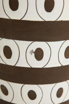 Urbano Zaccagnini Zaccagnini Lamp Ceramic Stripes Dots White Brown Signed - 2833707