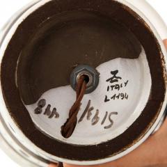 Urbano Zaccagnini Zaccagnini Lamp Ceramic Stripes Dots White Brown Signed - 2833708