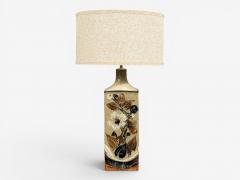 Ursula Printz Large Table Lamp Brown Stoneware Denmark 1960s - 4614850
