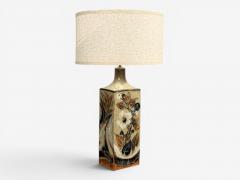 Ursula Printz Large Table Lamp Brown Stoneware Denmark 1960s - 4614851