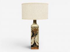 Ursula Printz Large Table Lamp Brown Stoneware Denmark 1960s - 4614854