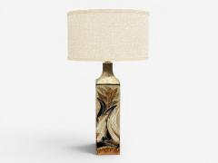 Ursula Printz Large Table Lamp Brown Stoneware Denmark 1960s - 4614855