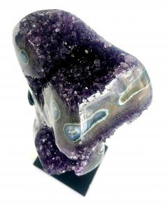 Uruguayan Amethyst Agate Eyes Geode Weighs 18 lbs on Custom Made Stand - 4222512