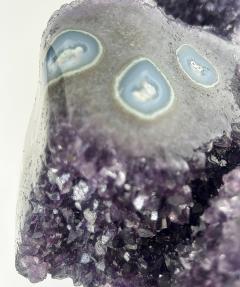 Uruguayan Amethyst Agate Eyes Geode Weighs 18 lbs on Custom Made Stand - 4222521