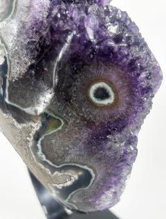 Uruguayan Amethyst Agate Eyes Geode Weighs 18 lbs on Custom Made Stand - 4222525