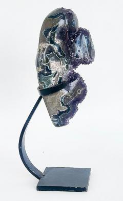 Uruguayan Amethyst Agate Eyes Geode Weighs 18 lbs on Custom Made Stand - 4222531