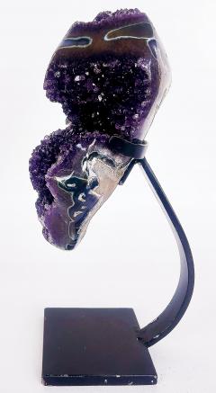Uruguayan Amethyst Agate Eyes Geode Weighs 18 lbs on Custom Made Stand - 4222532