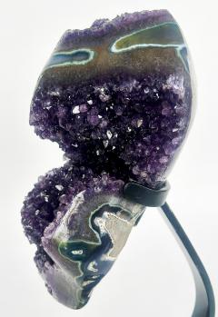 Uruguayan Amethyst Agate Eyes Geode Weighs 18 lbs on Custom Made Stand - 4222534